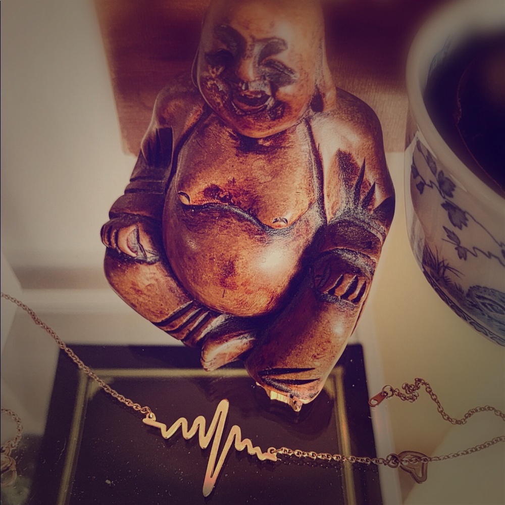 Gold ekg heartbeat necklace